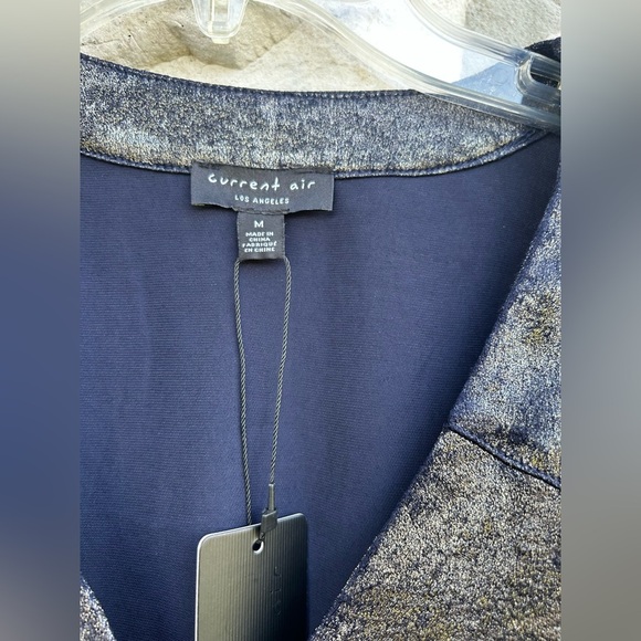 Current Air LA Blouse Size M Whimsigoth Dark Fairy Top Witchy Navy Metallic Blue - Picture 3 of 5